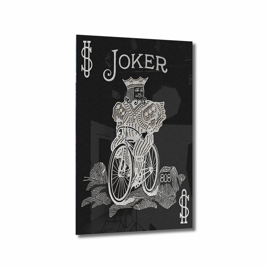 Joker by Frank Amoruso Silver on Acrylic framed mural artwork
