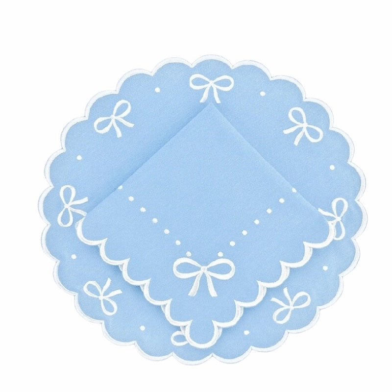 Juliet Bows Napkin in Blue, Set of 4