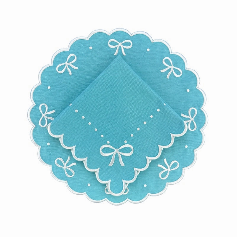 Juliet Bows Napkin in Robin Egg Blue, Set of 4