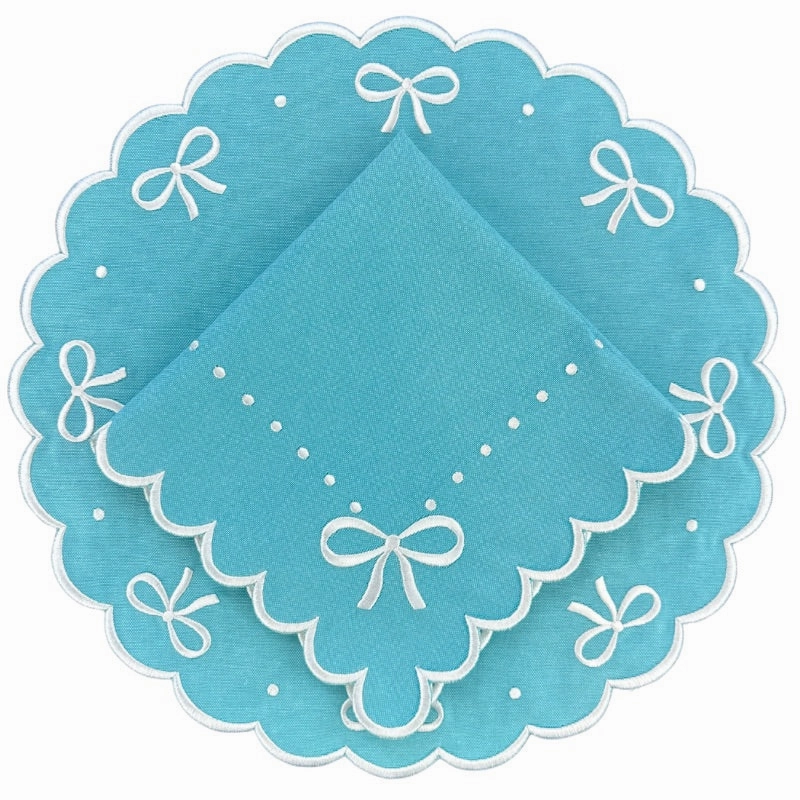Juliet Bows Placemat in Robin Egg Blue, Set of 4