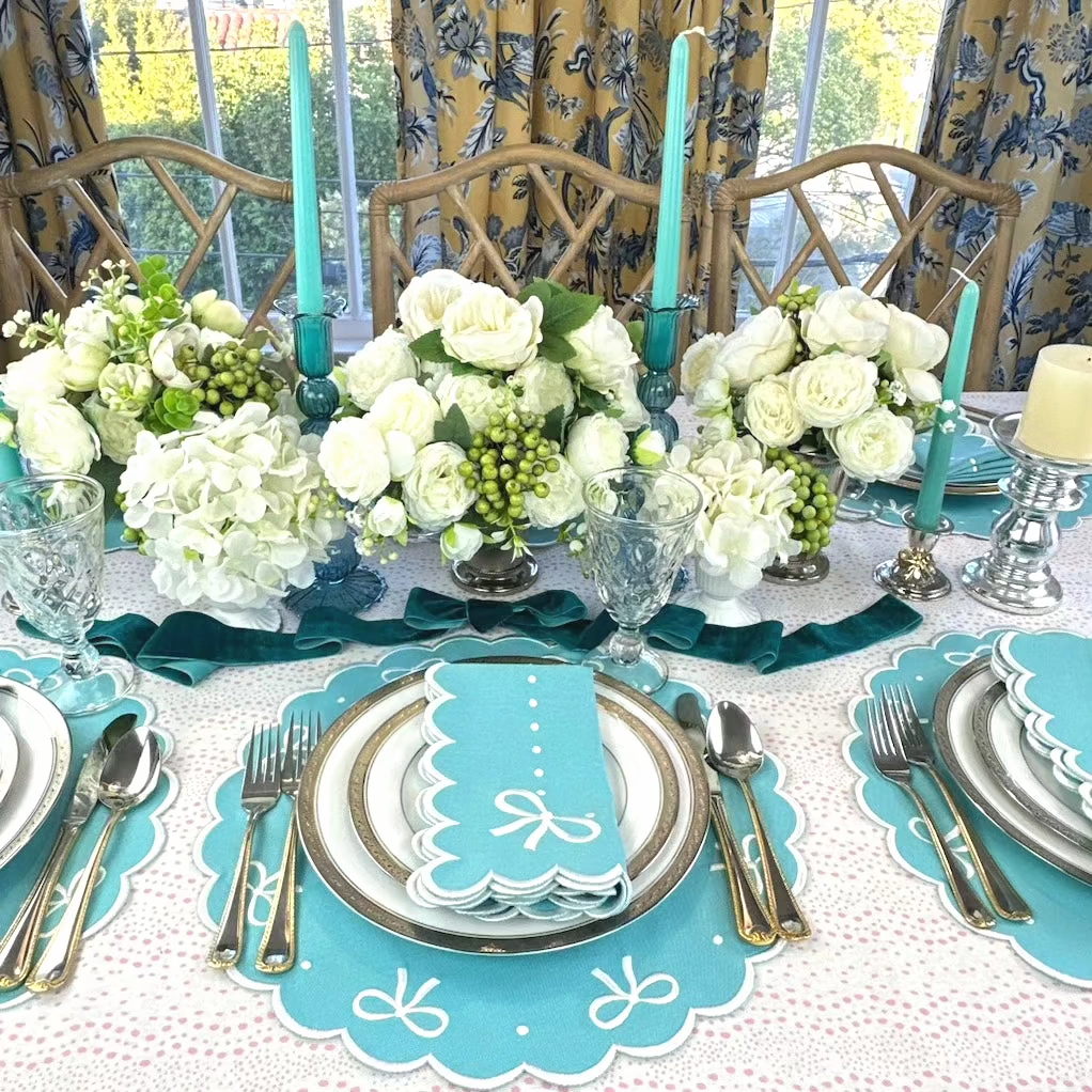Juliet Bows Placemat in Robin Egg Blue, Set of 4