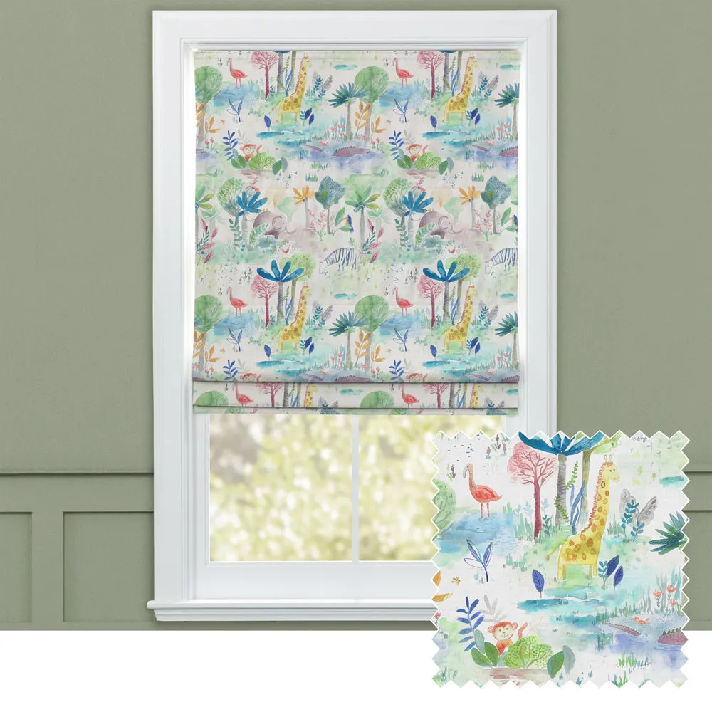 Jungle Fun Printed Cotton Made to Measure Roman Blinds Primary chic floor carpet  