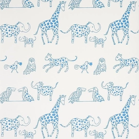Jungle Jubilee Kids Wallpaper in Blue paper wall covering