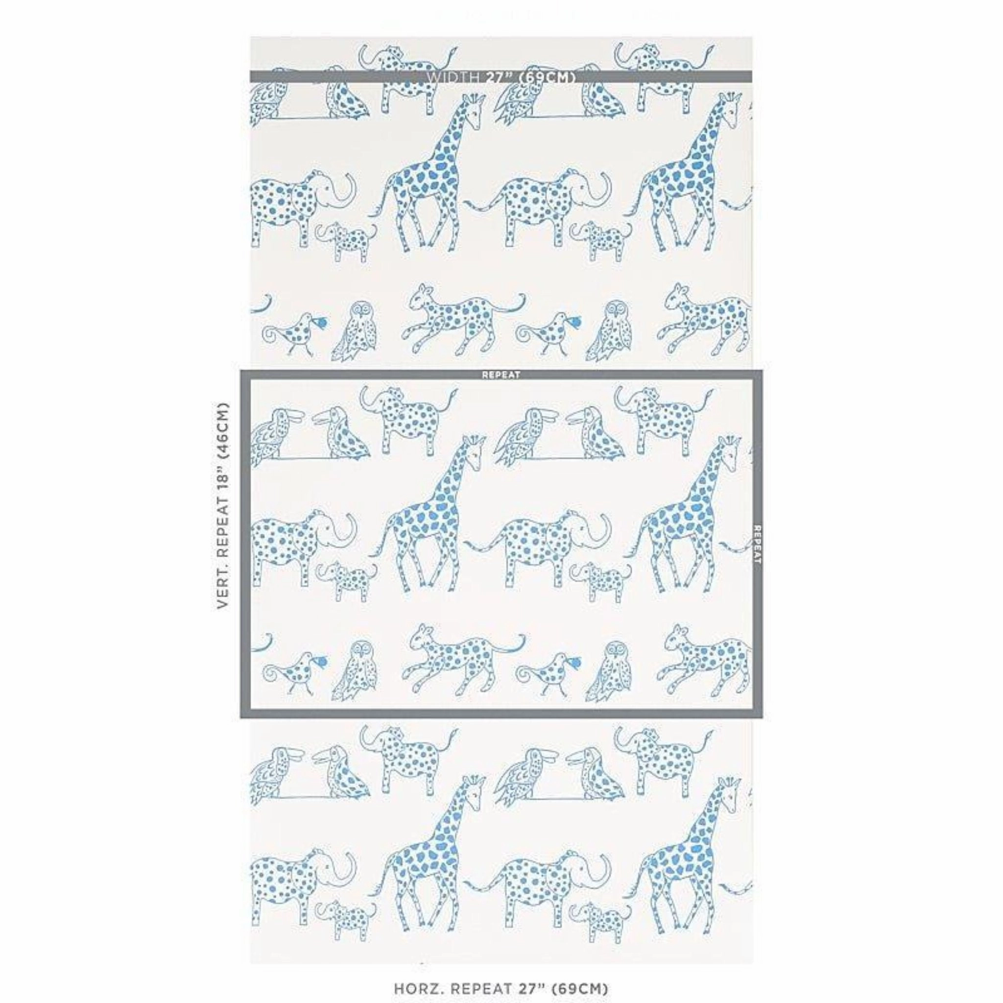 Jungle Jubilee Kids Wallpaper in Blue