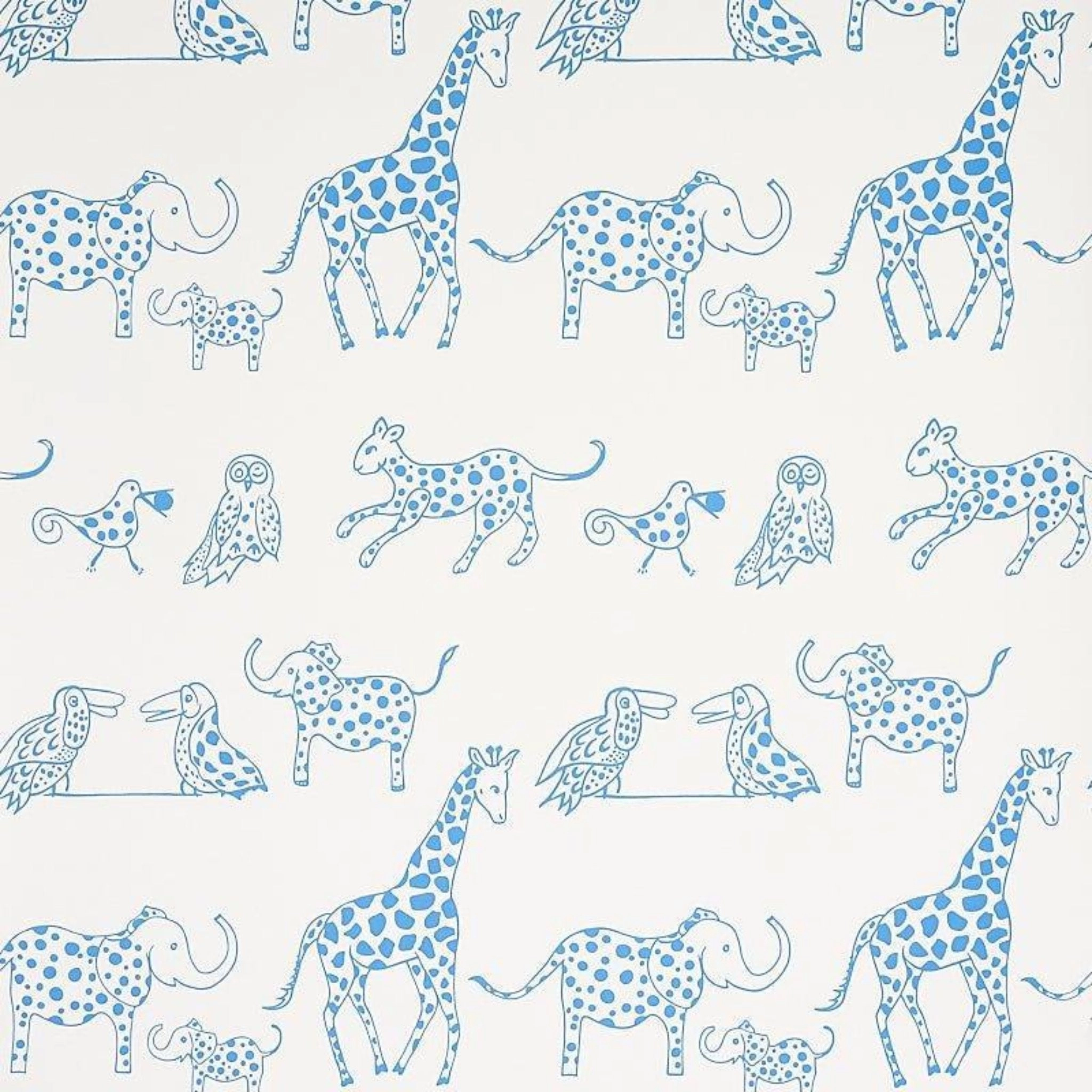 Jungle Jubilee Kids Wallpaper in Blue paper wall covering