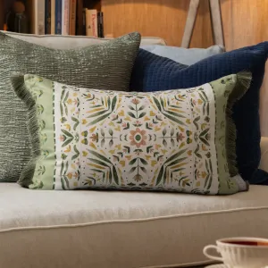 Kari Printed Ruche Fringe Cushion Sage modern fashion rug  