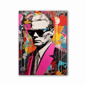 Karl Lagerfeld - Pop Art Portrait by Frank Daske framed mural artwork