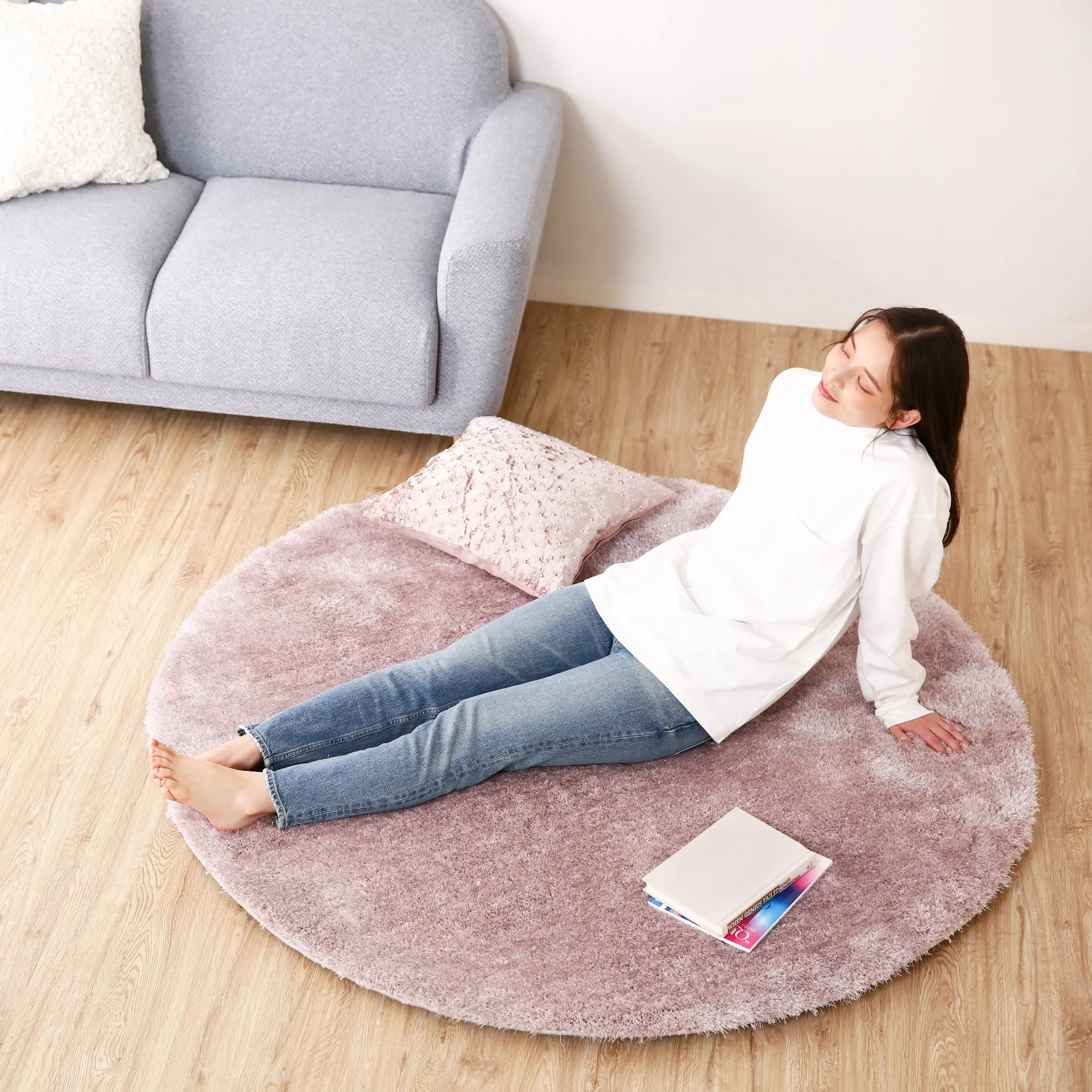 Kaste Memory Foam Rug Round Light Beige 1500