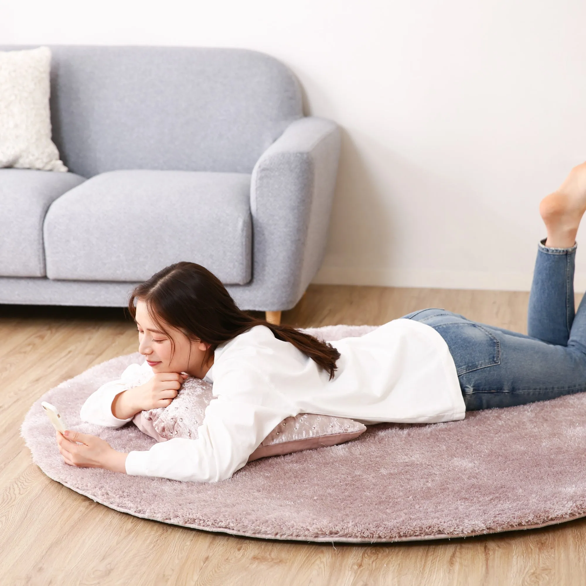 Kaste Memory Foam Rug Round Light Beige 1500