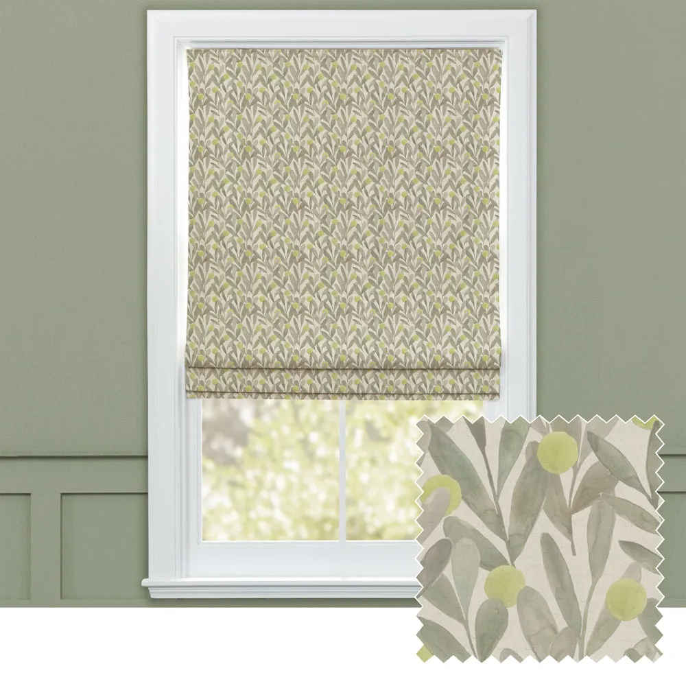 Katsura Printed Cotton Made to Measure Roman Blinds Sage chic floor carpet  