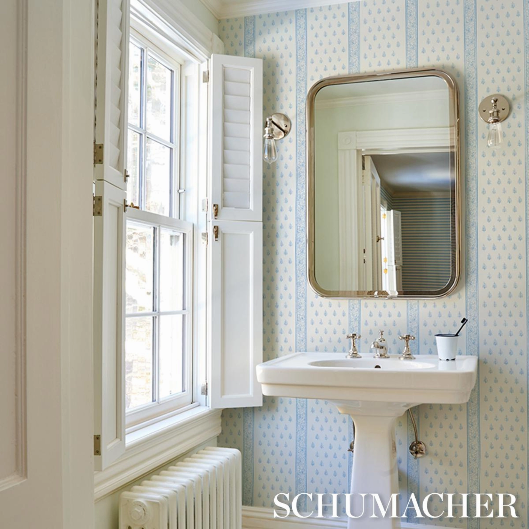 Katsura Stripe II in Chambray Wallpaper