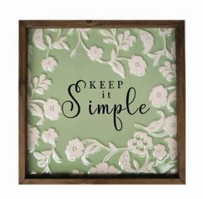 Keep It Simple Framed Wall Art - Sage & White wall pendant decor