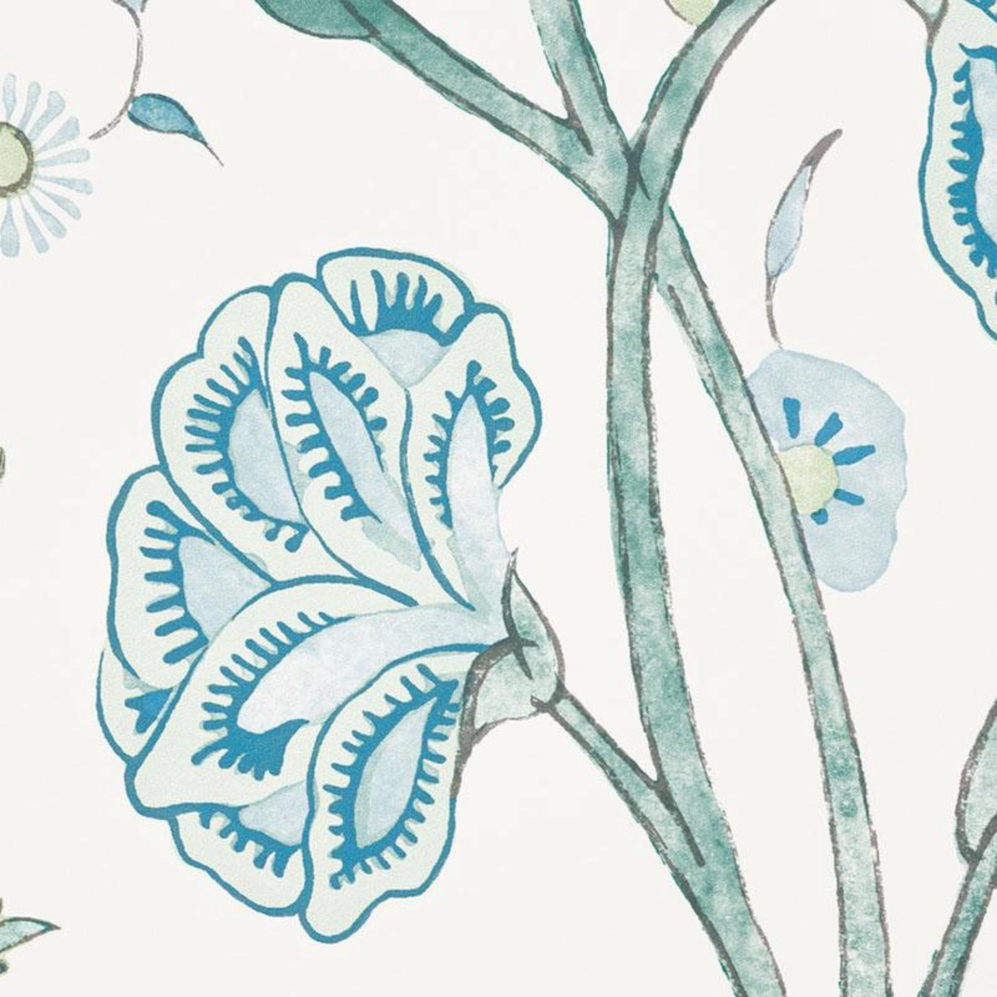 Khilana Floral Wallpaper in Peacock
