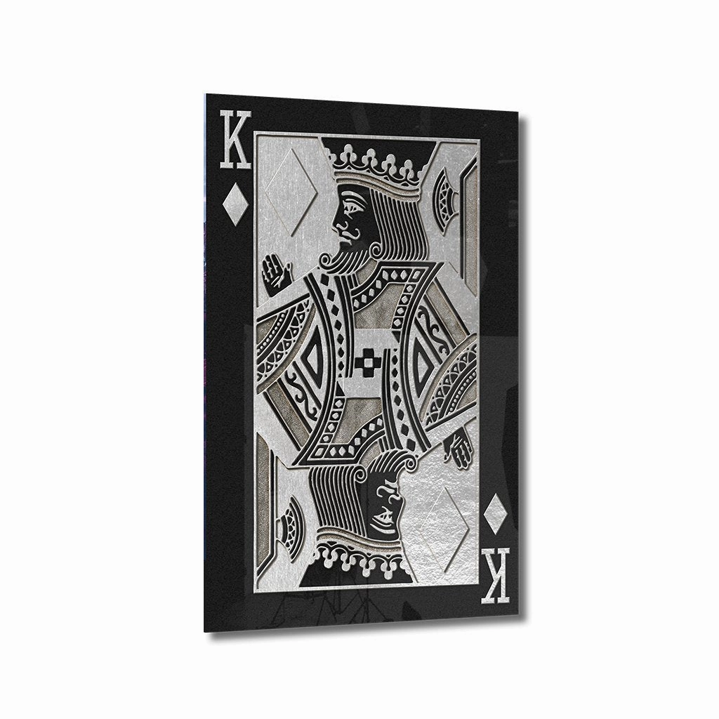 King of Diamonds by Frank Amoruso Silver on Acrylic framed mural artwork