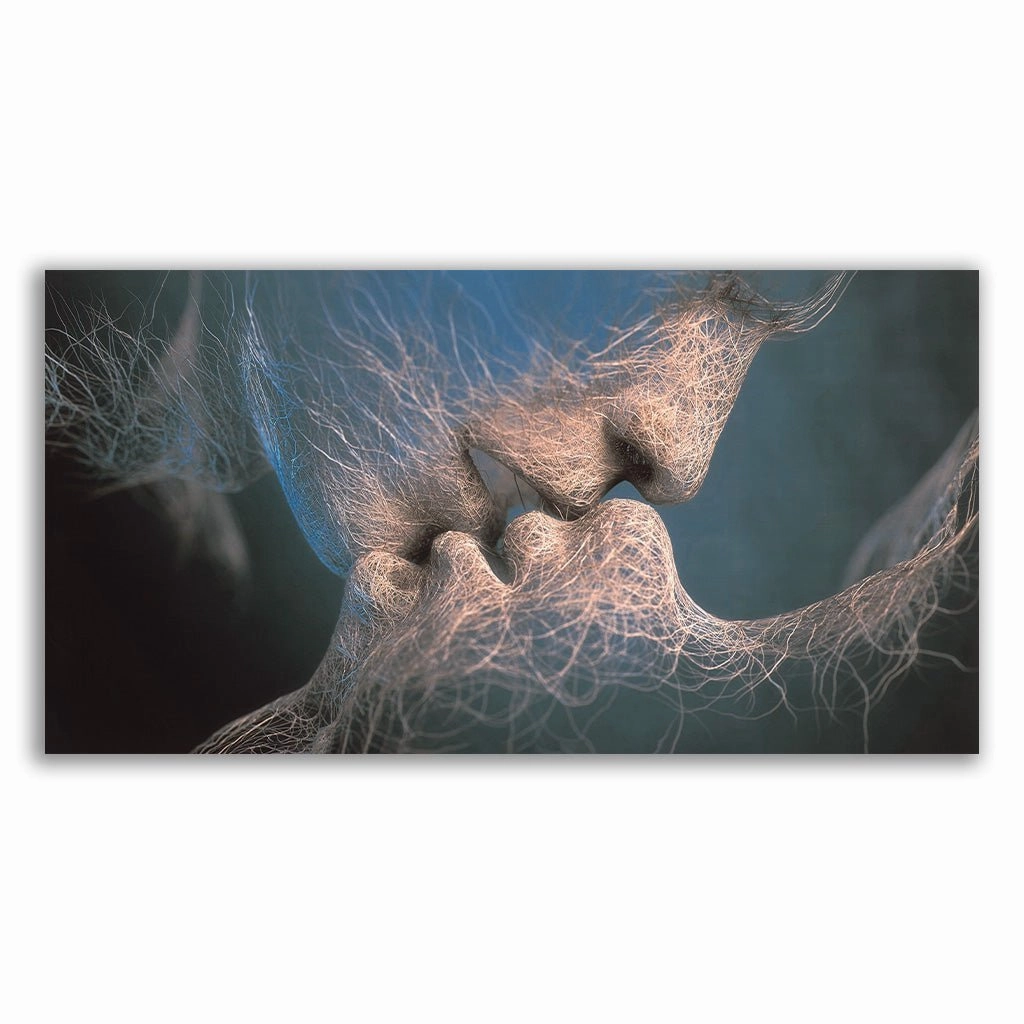 Kiss Blue framed mural artwork