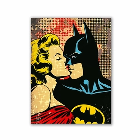 Kissing Batman by Frank Daske framed mural artwork