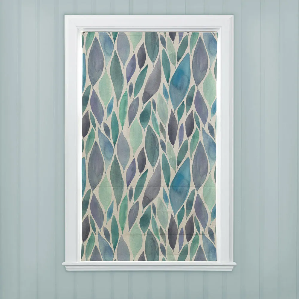 Koyo Printed Cotton Made to Measure Roman Blinds Aqua