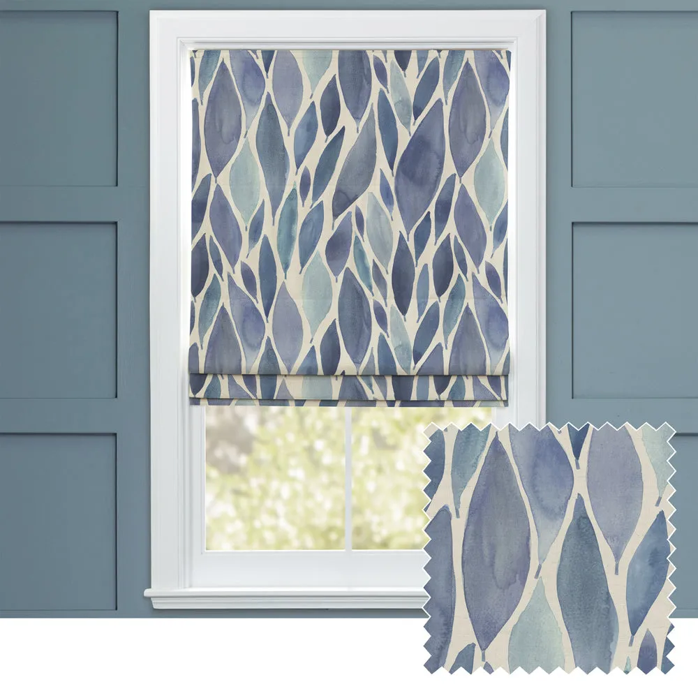 Koyo Printed Cotton Made to Measure Roman Blinds Cobalt chic floor carpet  