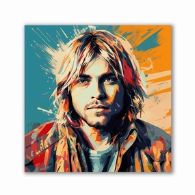 Kurt Cobain - Pop Art Portrait by Frank Daske framed mural artwork