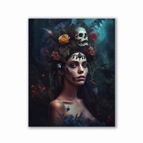 La Calavera Skull Woman by Zenzdesign framed mural artwork