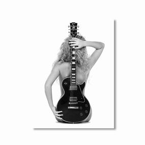 Lady and the Les Paul by David Drake framed mural artwork