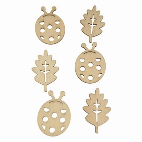 Ladybug Laser Cut Wooden Stickers, Natural, 2-Inch, 6-Count wooden room decoration