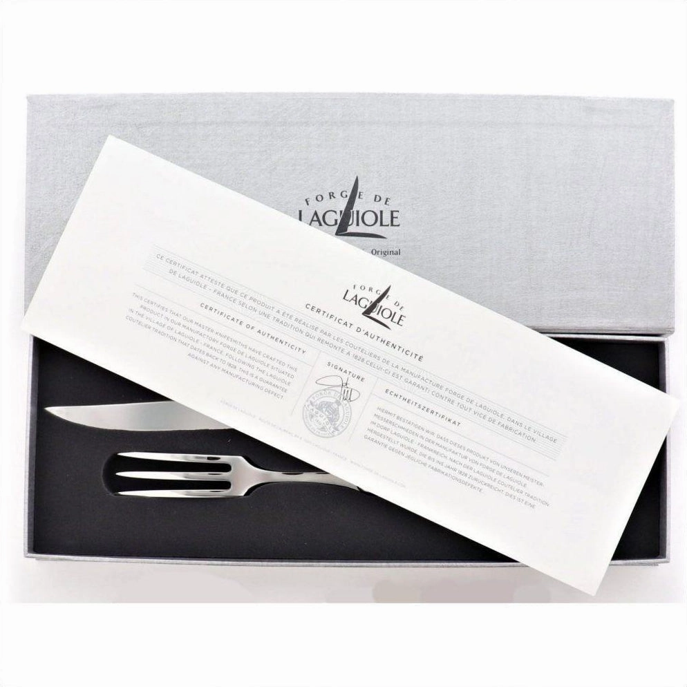 Laguiole Carving Set in Bone Handle Shiny Finish