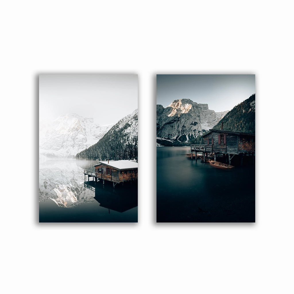 Lake Seasons - Duo framed mural artwork