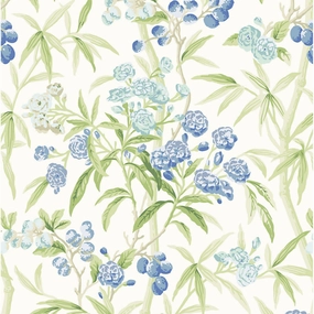 Lanai Wallcovering in Lagoon in Blue, Green, Aqua & Cream paper wall covering