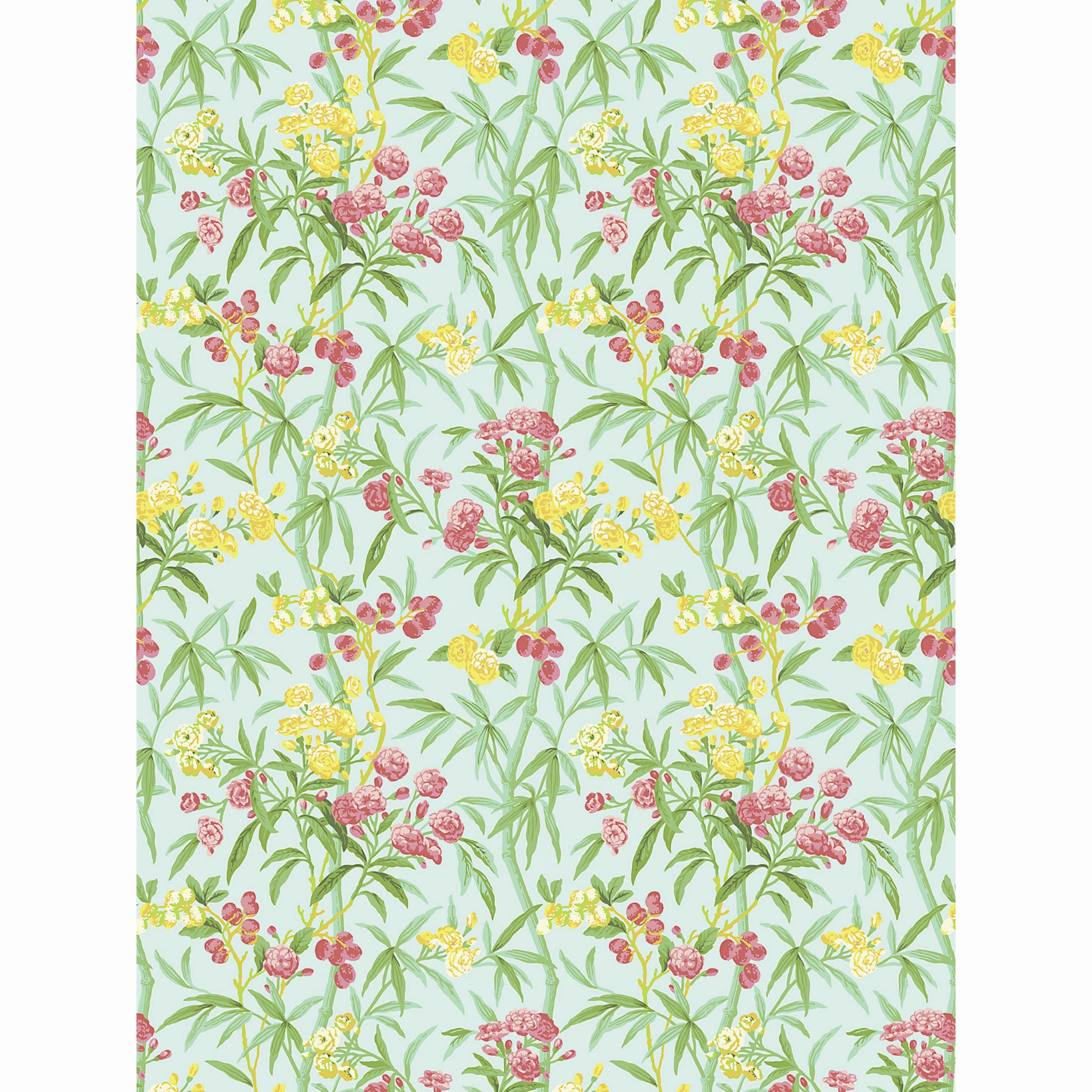 Lanai Wallcovering in Passionfruit Aqua, Pink, Green, & Yellow