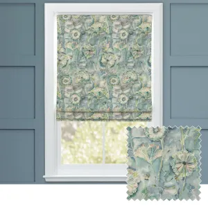 Langdale Printed Cotton Made to Measure Roman Blinds Teal chic floor carpet  