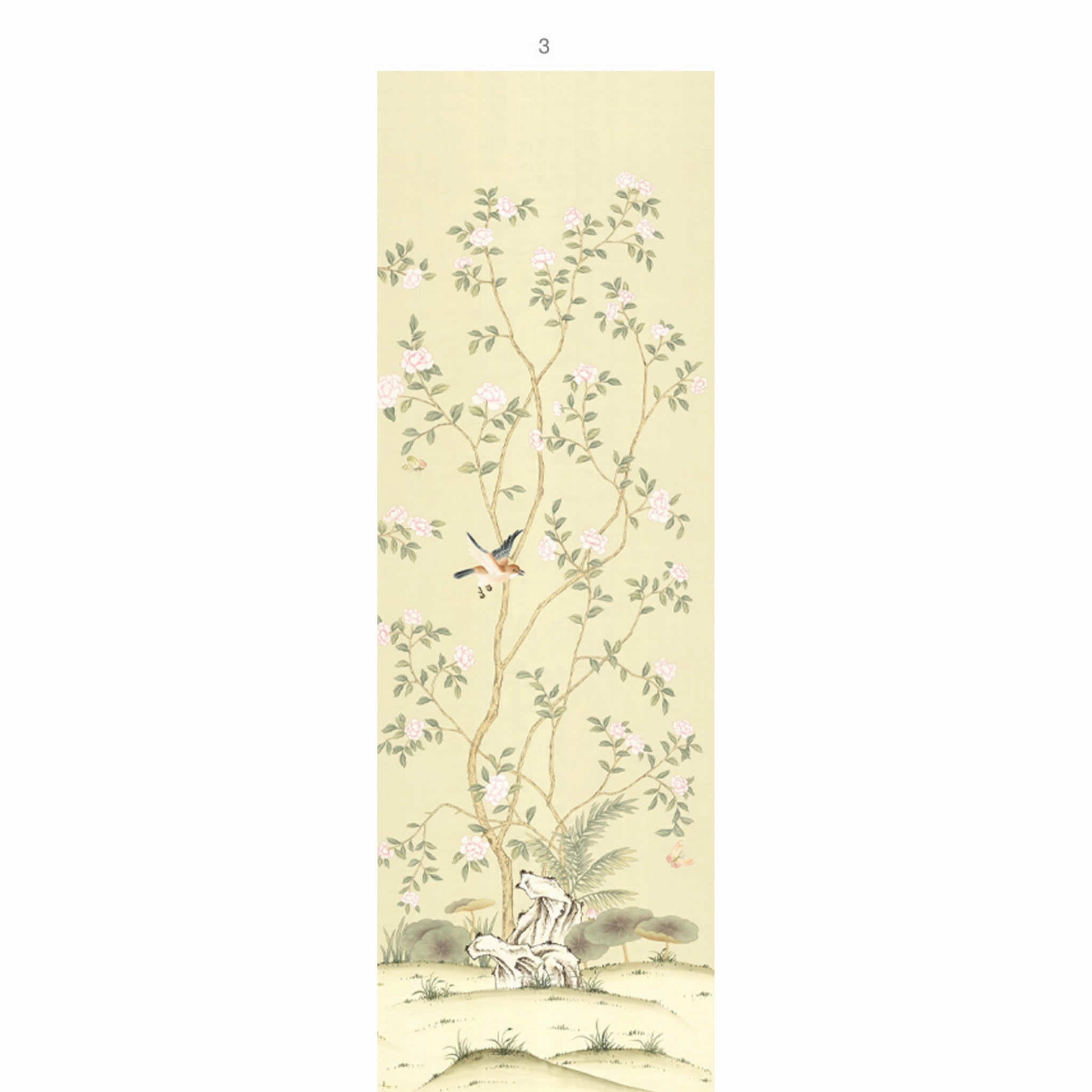 Lantilly Chinoiserie Mural Wallpaper Panels in Cream