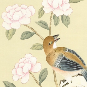 Lantilly Chinoiserie Mural Wallpaper Panels in Cream paper wall covering