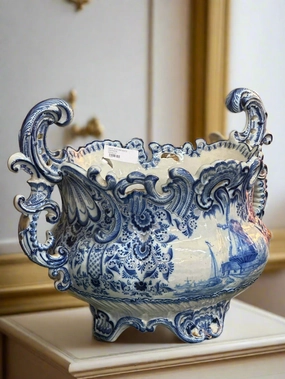 LARGE BLUE AND WHITE JARDINIERE artistic wall mural