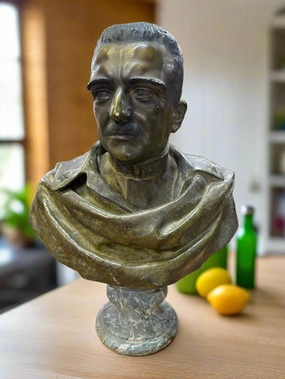 LARGE BRONZE MALE BUST ON MARBLE BASE artistic wall mural