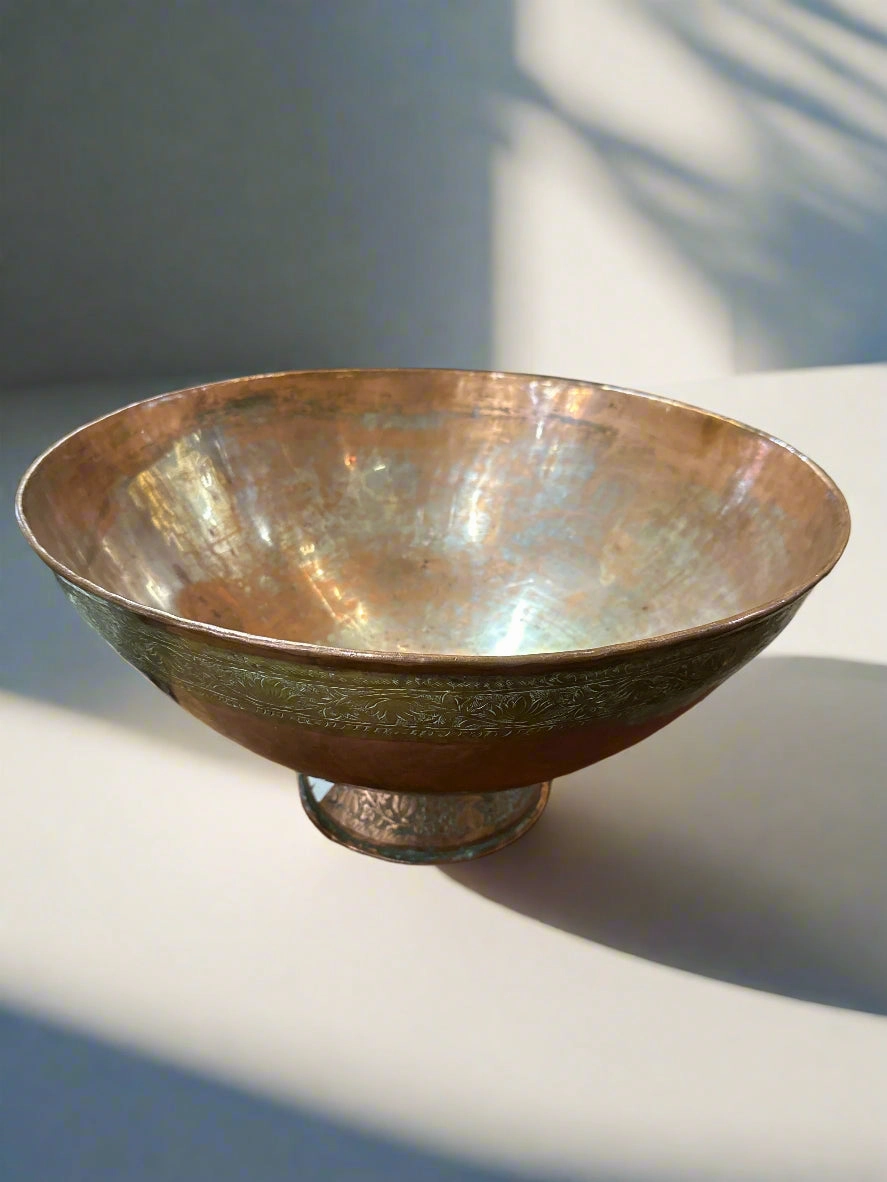 LARGE COPPER EMBOSSED BOWL artistic wall mural