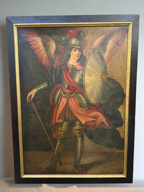 LARGE FRAMED OIL PAINTING OF SAINT MICHAEL THE ARCHANGEL artistic wall mural
