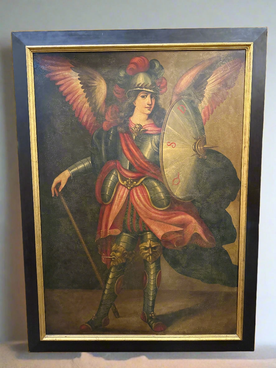 LARGE FRAMED OIL PAINTING OF SAINT MICHAEL THE ARCHANGEL artistic wall mural