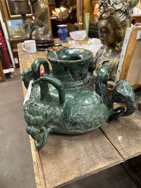 LARGE GREEN MARBLE CHINESE CENSER artistic wall mural
