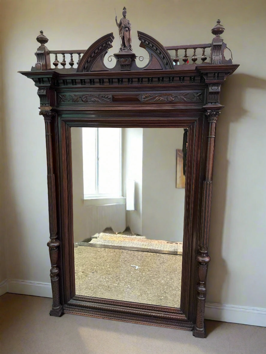 LARGE HENRI II WALNUT BEVELED MIRROR artistic wall mural