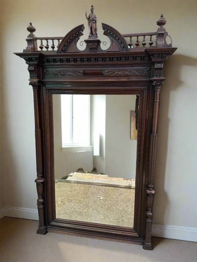LARGE HENRI II WALNUT BEVELED MIRROR artistic wall mural