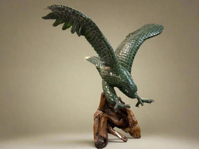 LARGE JADE EAGLE ON WOOD BASE artistic wall mural