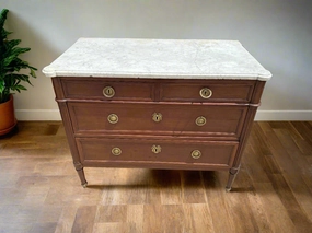 LARGE LOUIS XVI MARBLE TOP CHEST WITH RING PULLS artistic wall mural