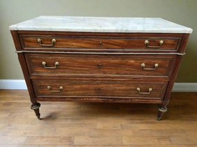 LARGE LOUIS XVI MARBLE TOP MAHOGANY COMMODE artistic wall mural