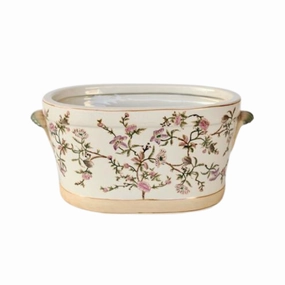 Large pink floral foot bath decorative home ornament