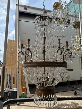 LARGE SACROPEL STYLE CRYSTAL PRISMS CHANDELIER artistic wall mural