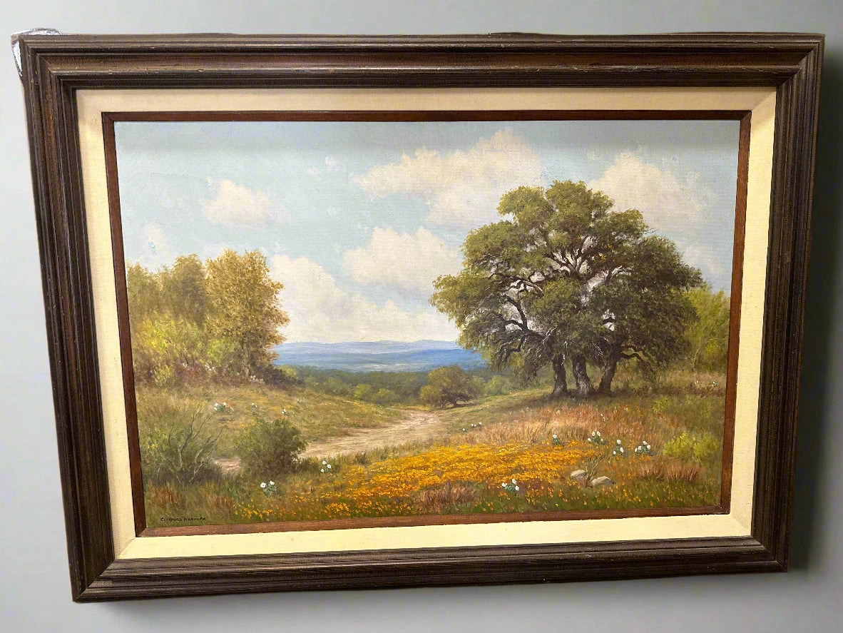 LARGE SIGNED HILL COUNTRY LANDSCAPE artistic wall mural