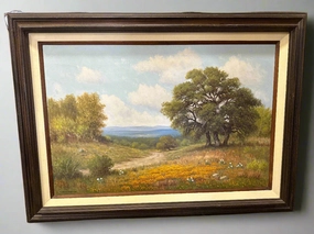 LARGE SIGNED HILL COUNTRY LANDSCAPE artistic wall mural