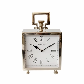 LARGE SQUARE NICKEL TABLE CLOCK 32X20X11.5CM decorative home ornament