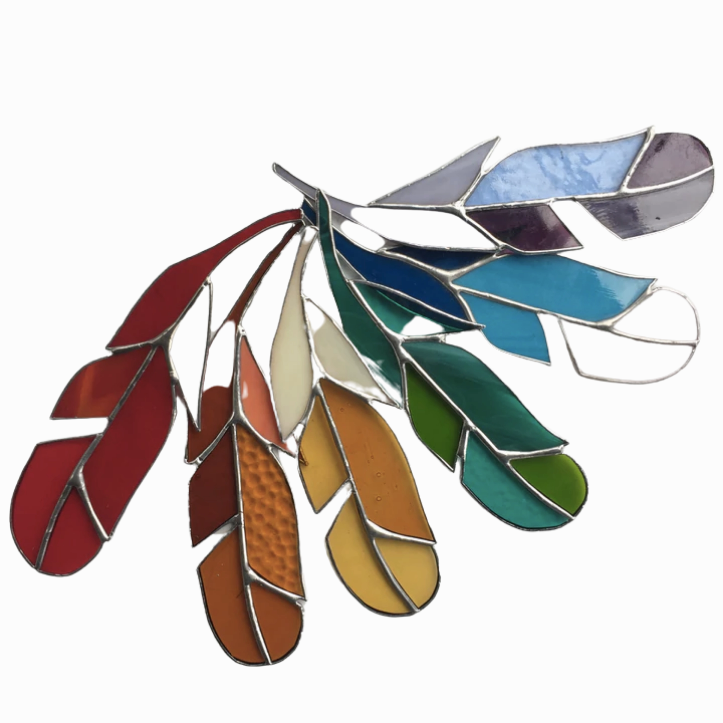 Large Stained Glass Feather minimalist art object  